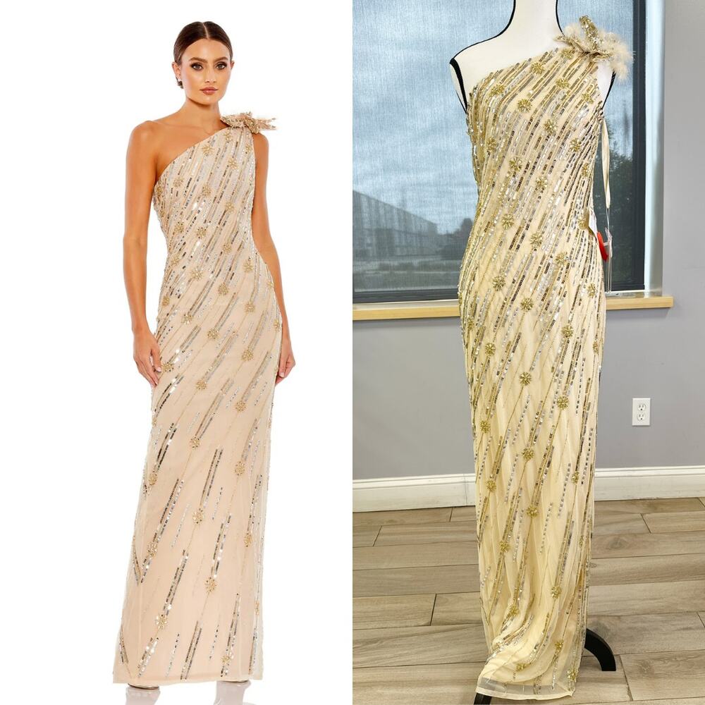 EMBELLISHED FLORAL DETAIL ONE SHOULDER GOWN 93739 Size 2